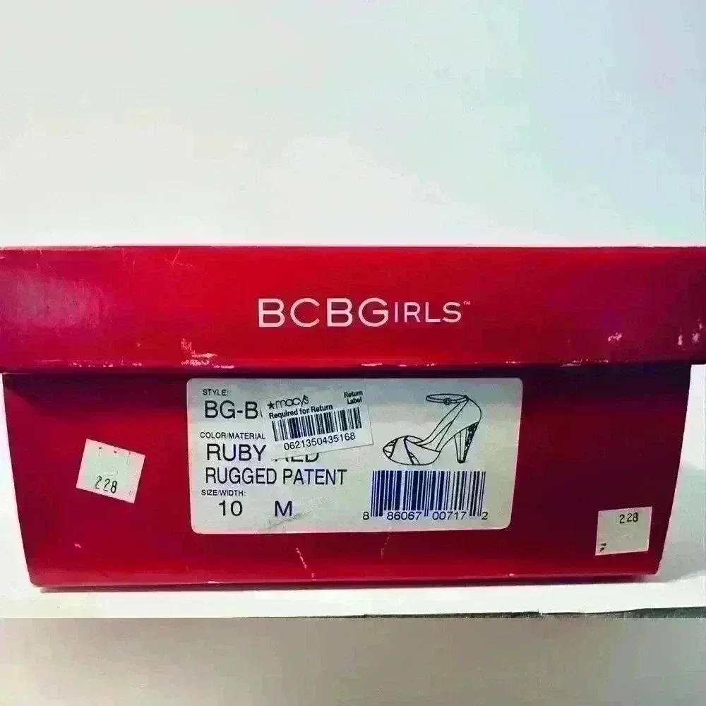 BCBGirls Ruby Red Rugged Patent Leather with Ombré Heels. Women’s Size 10
